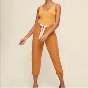 Wilfred Allant Linen Blend Pants Cropped Size 10 Burnt Orange